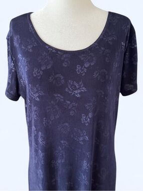 90s Pariscope Navy Blue Floral Boho Whimsigoth Whimsy Short Sleeve Maxi Dress